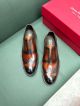 Ferragamo Man Black and orange Calfskin Business Leather Shoes 0428124 (4)_th.jpg